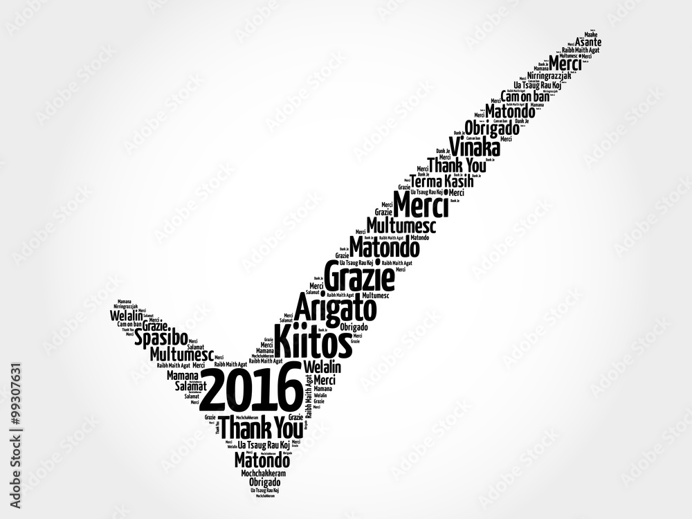2016 Thank You check mark word cloud in all languages 2016 Thank You check mark word cloud in all languages