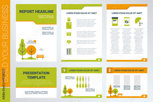 A4 sheet cover and presentation template in green theme