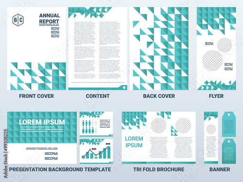 A4 sheet cover and presentation template in green theme