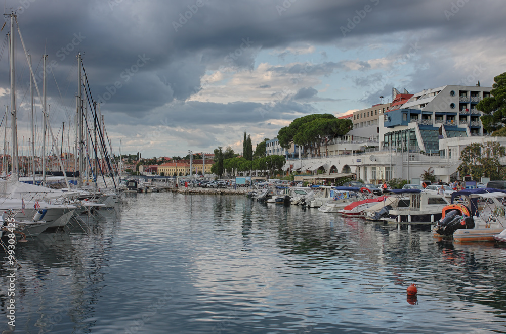 Port of Rovinj in the summer cloudy day