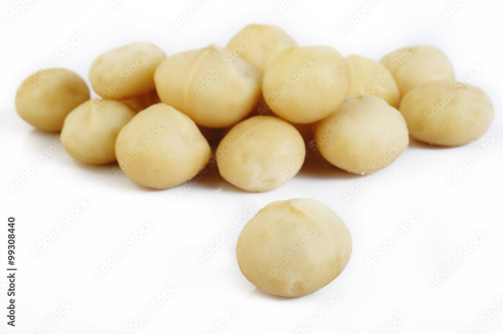 macadamia nuts isolated on white background