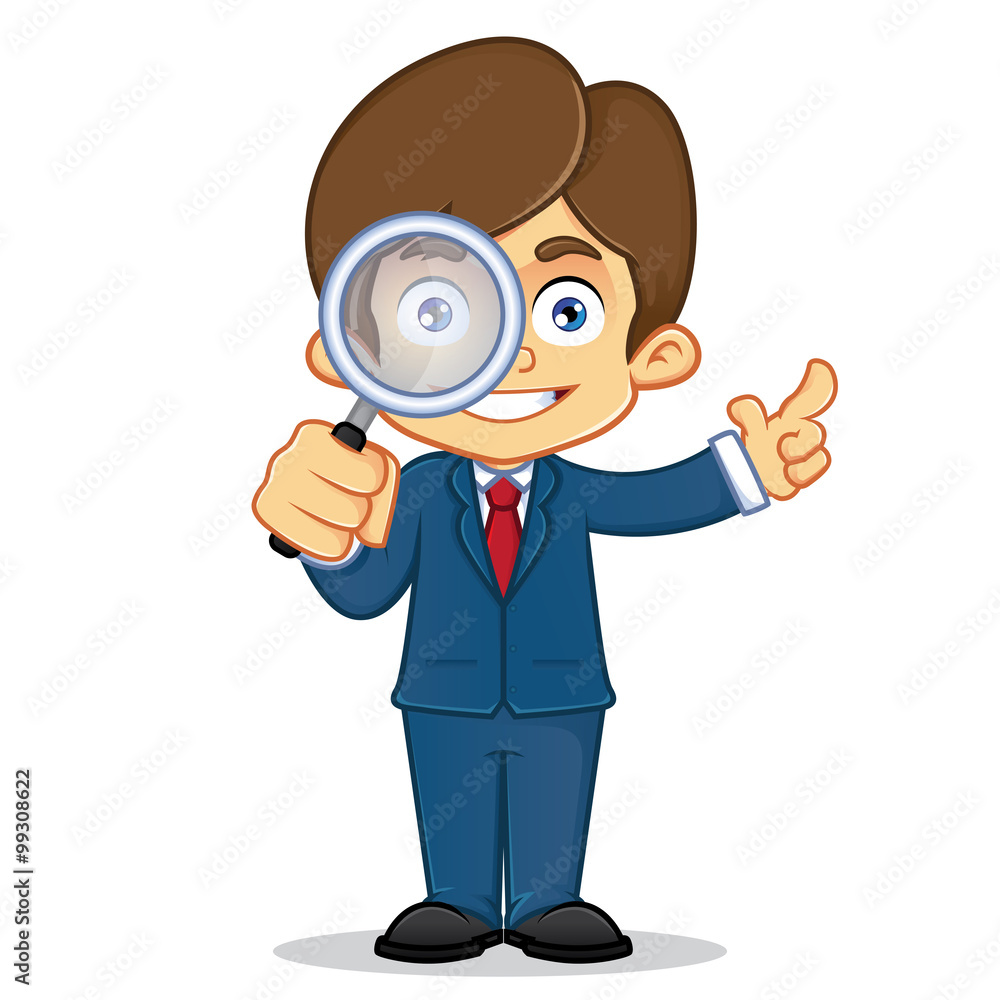 Businessman Analyzing With Magnifying Galss