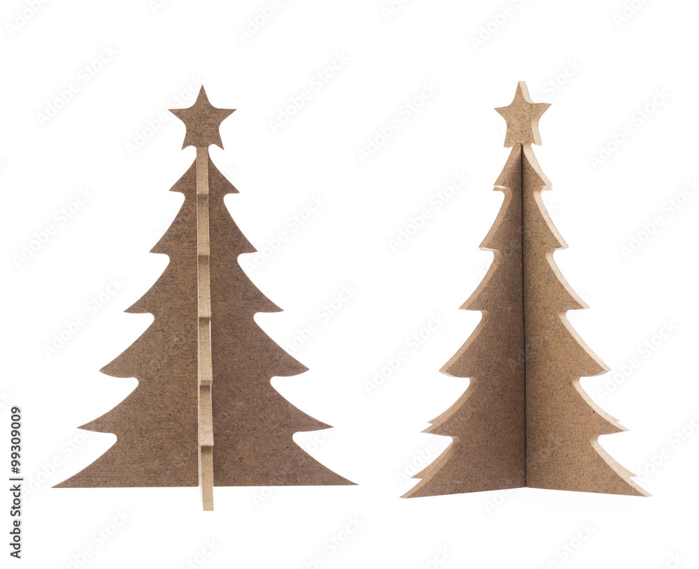 Obraz premium Wooden Christmas tree with star for decoration isolated on white