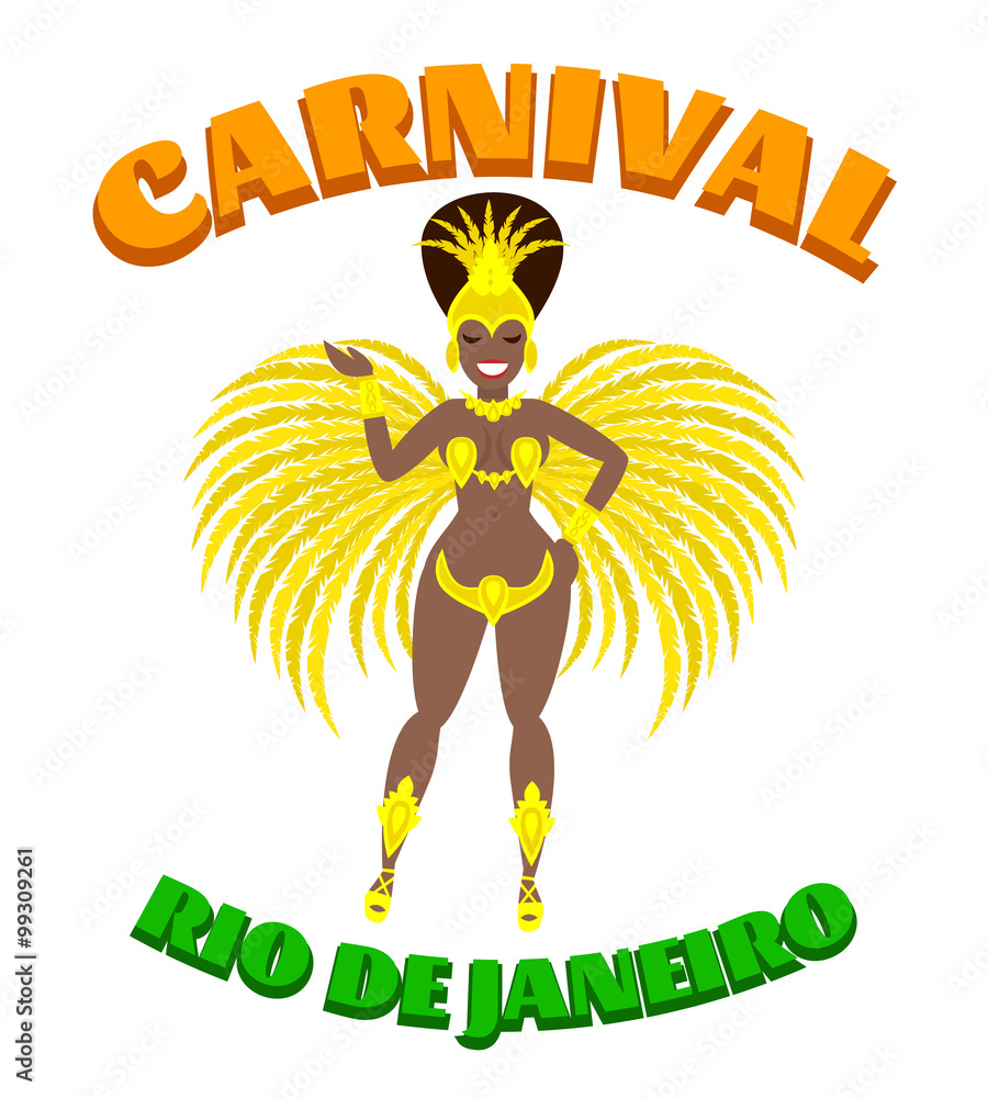 Fototapeta premium brazil carnival woman. samba dancer in carnival costume. rio de janeiro carnival