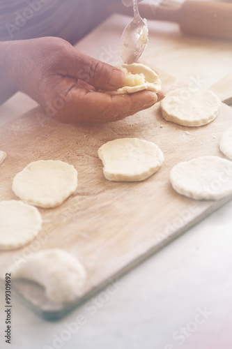 hand mold dumplings with potatoes photo