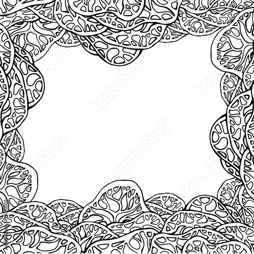 Black and white cover with lace doodle trees and place for text