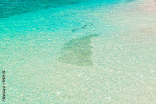 Sand beach and ocean wave, South Male Atoll. Maldives 