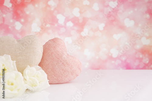 Fototapeta Naklejka Na Ścianę i Meble -  Valentine's decorations with a bright glittering background
