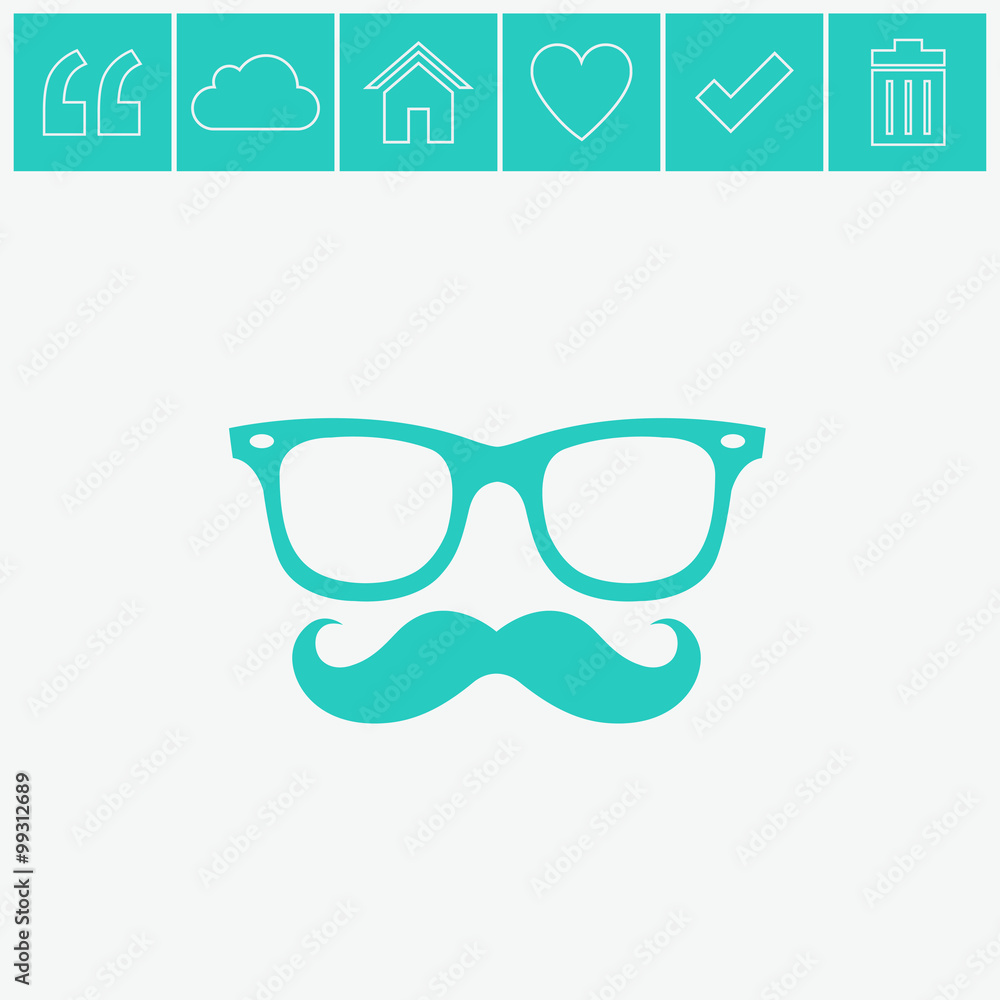 Mustache and Glasses vector icon.