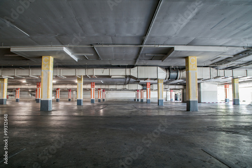 Parking garag interior, industrial building,Empty underground pa
