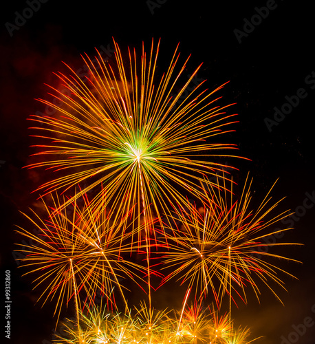 Colorful fireworks on black background