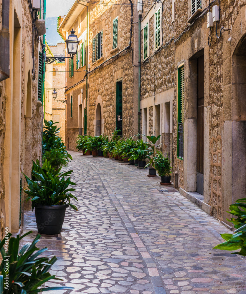 Idyllic view of a old mediterranean alleyway