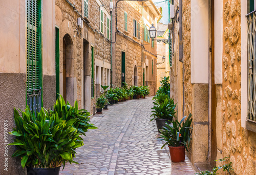 Beautiful view of an mediterranean old alleyway