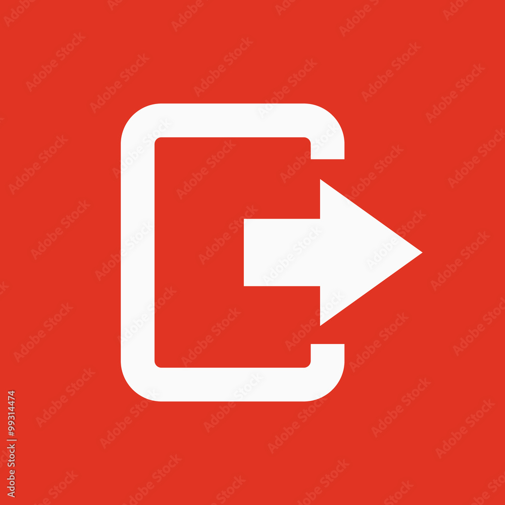 The exit bag icon. Logout and output, outlet, out symbol. Flat The exit bag icon. Logout and output, outlet, out symbol. Flat
