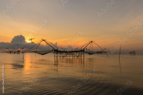 Thai style fishing trap in Pak Pra Village  Net Fishing Thailand