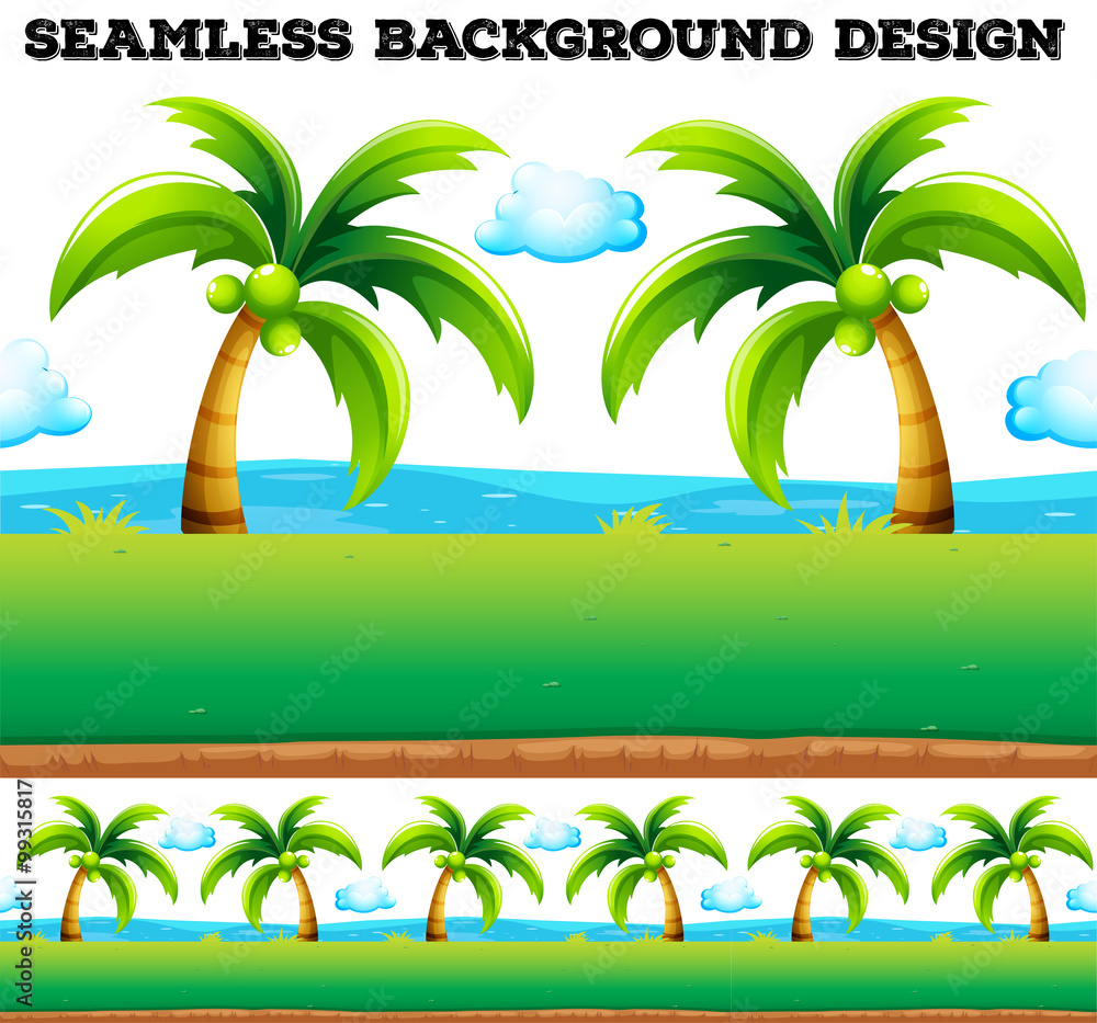 Obraz premium Seamless background with coconut trees