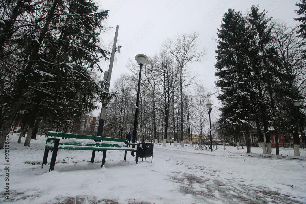 Winter bench in a park Winter bench in a park