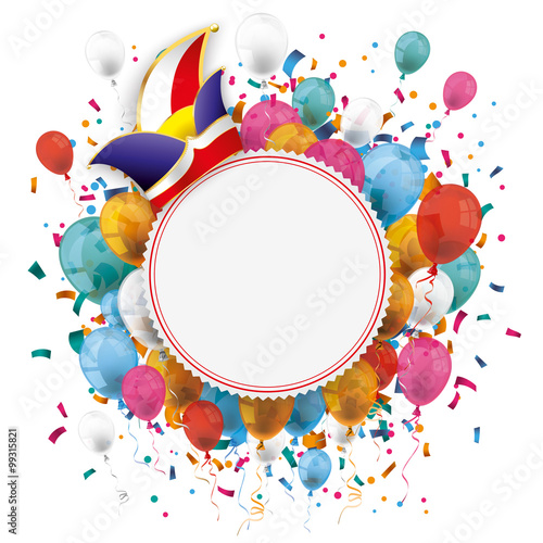 White Paper Emblem Balloons Confetti Carnival