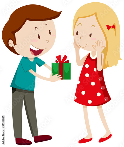 Man giving gift to girlfriend