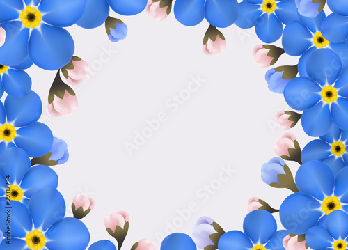 Vintage Floral Forget-me-not Flower Round Frame