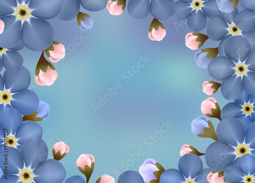Vintage Floral Forget-me-not Flower Round Frame
