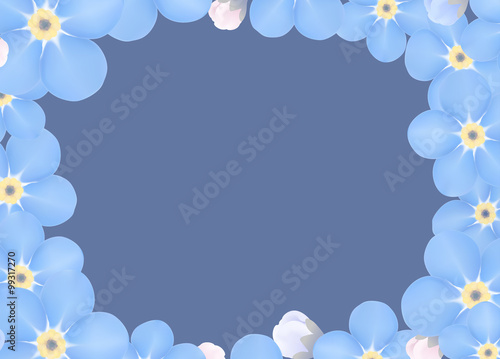 Vintage Floral Forget-me-not Flower Round Frame