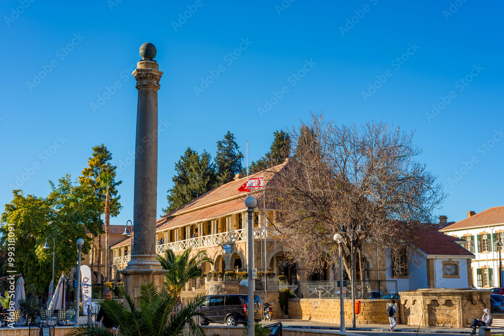 Venetian Column at the Sarayonu Square (Ataturk Square) on December 3, 2015 in Nicosia.
