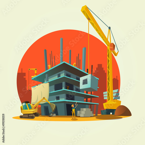 Construction cartoon illustration