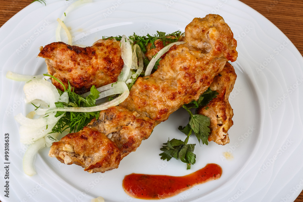 Grilled kebab meat Grilled kebab meat