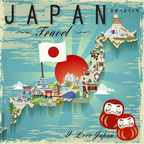 Japan travel map design