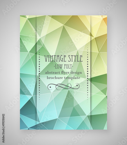 Abstract flyer triangular design, low poly brochure template in vintage style.