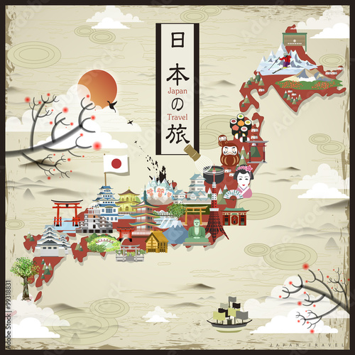 Japan travel map design