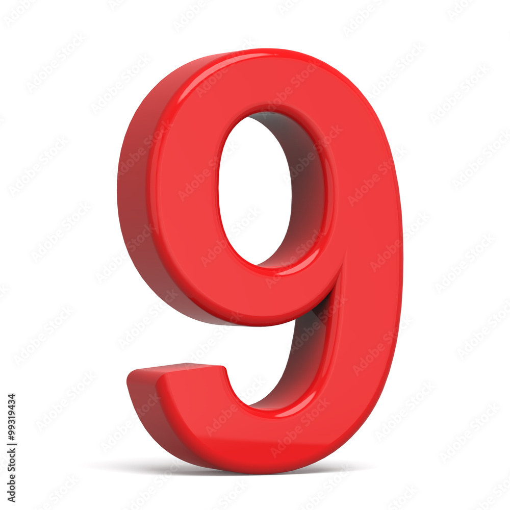 3d plastic red number 9 3d plastic red number 9