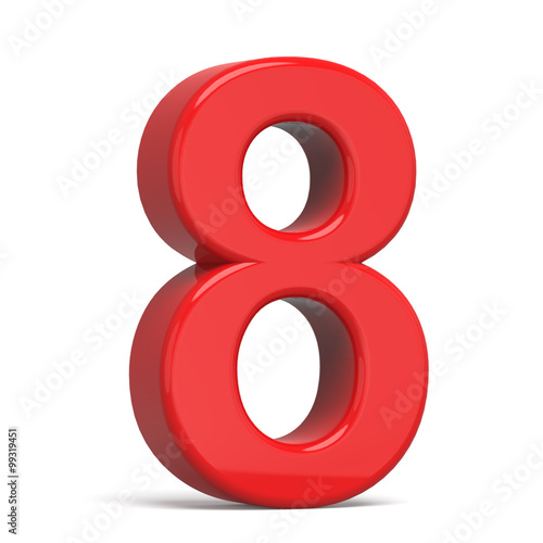 3d plastic red number 8