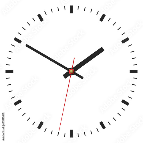 Simple classic clock placed on white background