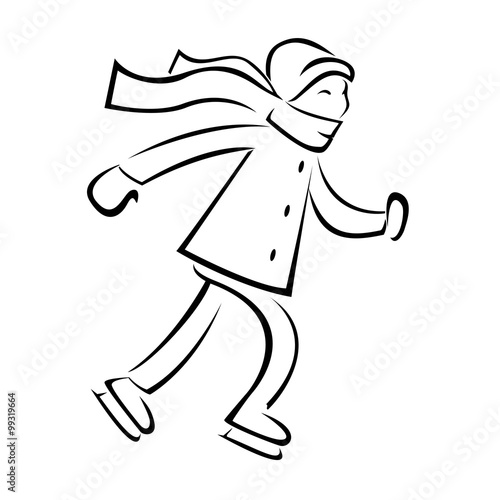 Sketch of the girl on skates. Vector, EPS 8