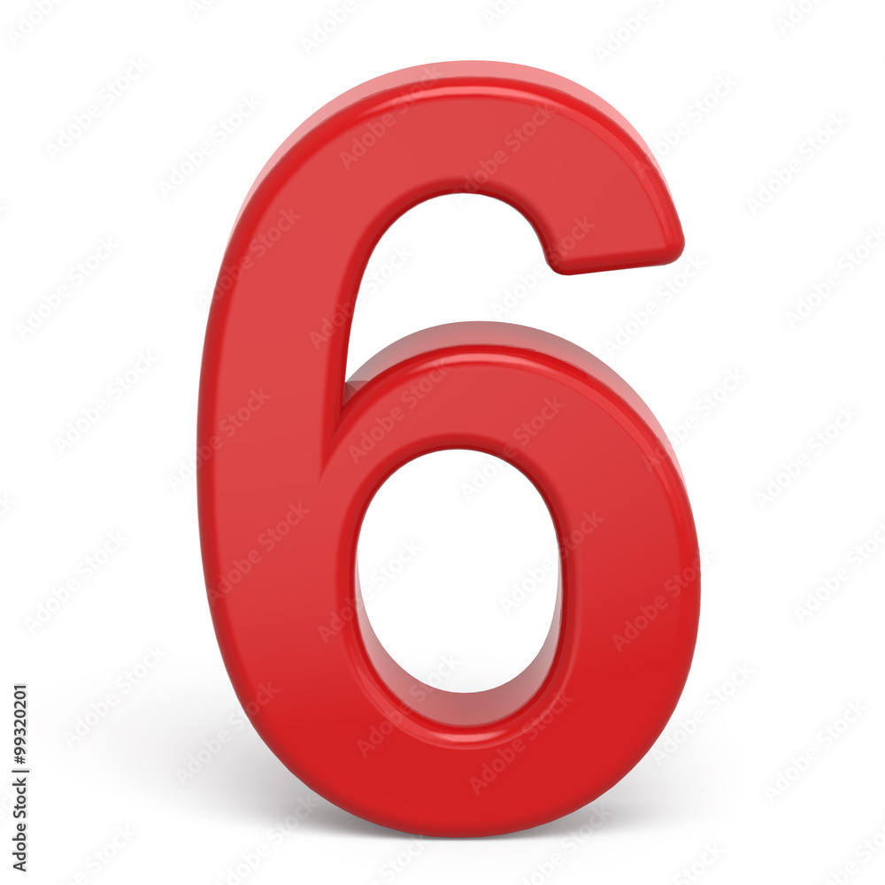 3d plastic red number 6 3d plastic red number 6