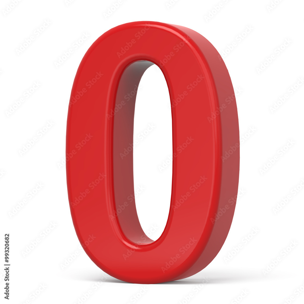 3d plastic red number 0 3d plastic red number 0
