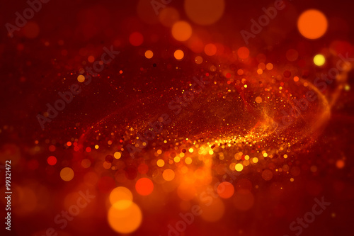 Abstract background red bokeh circles. Beautiful background with confetti particles
