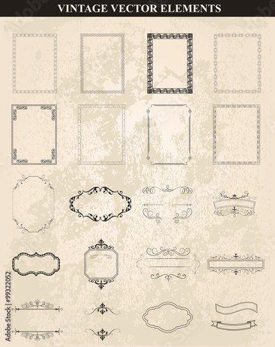Decorative vintage frames and borders set vector