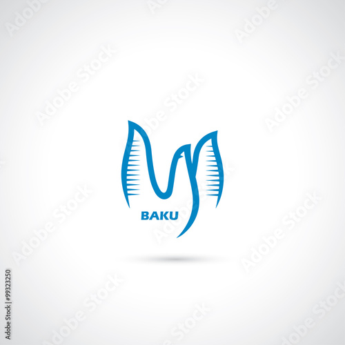Baku symbol - flame towers - bird symbol 