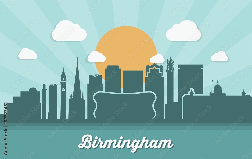 Birmingham skyline - flat design