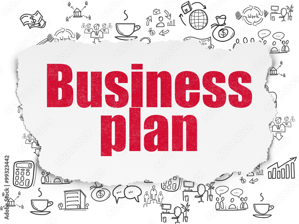 Finance concept: Business Plan on Torn Paper background