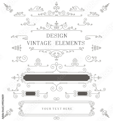 Vintage design template, borders, retro elements, Frame, for invitation illustration