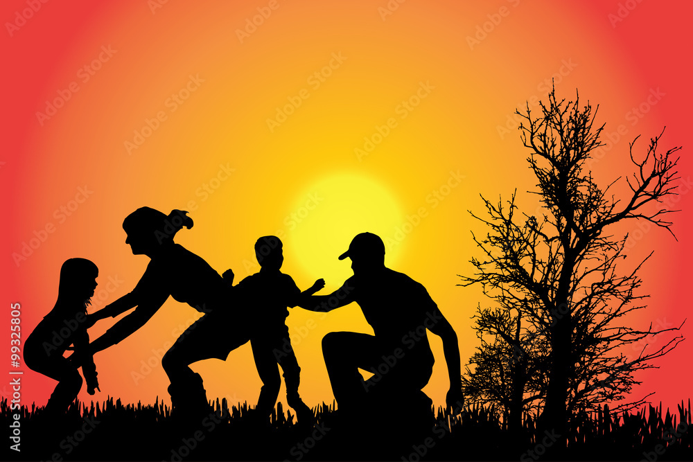 Vector silhouette of a family.