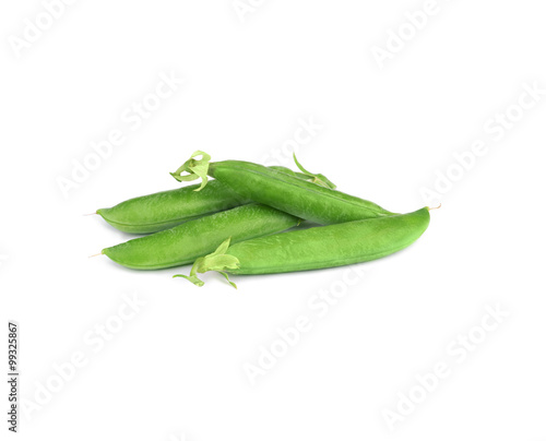 green peas pods isolated on a white background