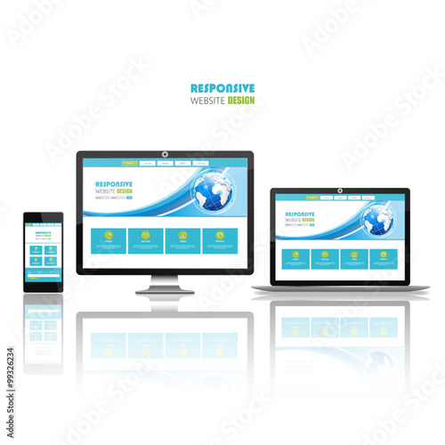 Flat responsive web design concept website development devices 