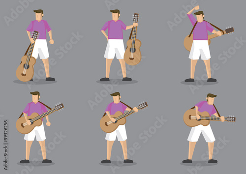 Guitarist and Acoustic Guitar Vector Character Illustration