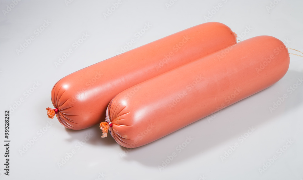 Sausage on a white background in studio Sausage on a white background in studio
