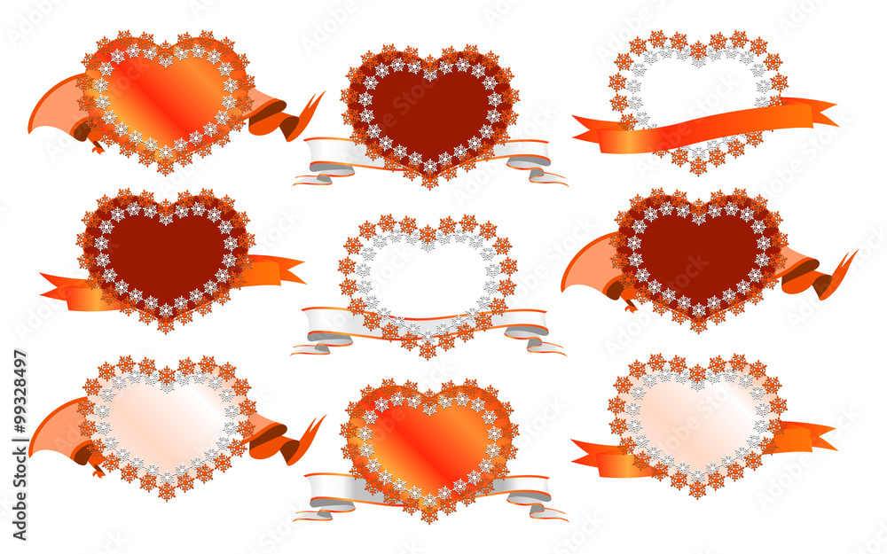 ハート　フレームセット　オレンジ